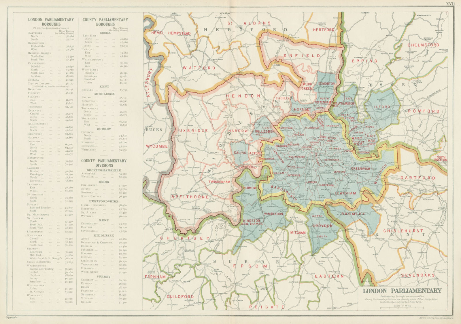 GREATER LONDON PARLIAMENTARY. Constituencies Boroughs # electors. BACON 1934 map